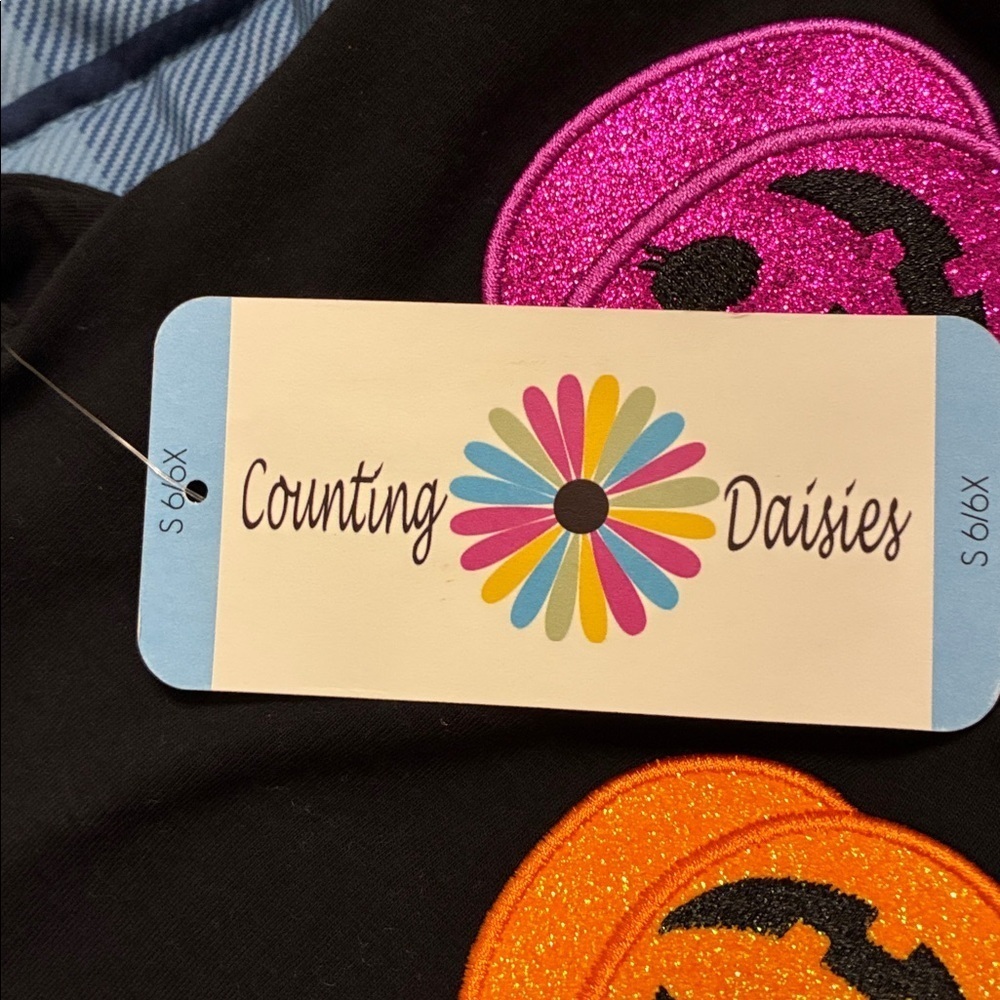 Kids Halloween Pumpkin Glitter and Sequins Matching Set - Black and Multicolor6X - Picture 8 of 8